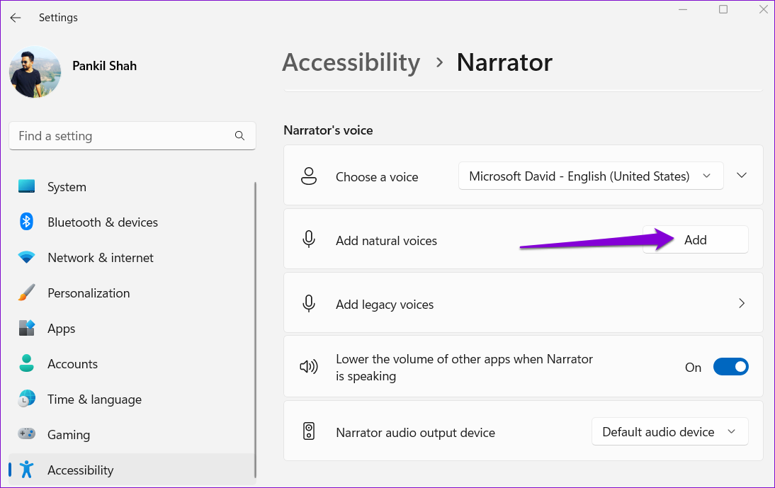 Add Natural Voices for Narrator on Windows