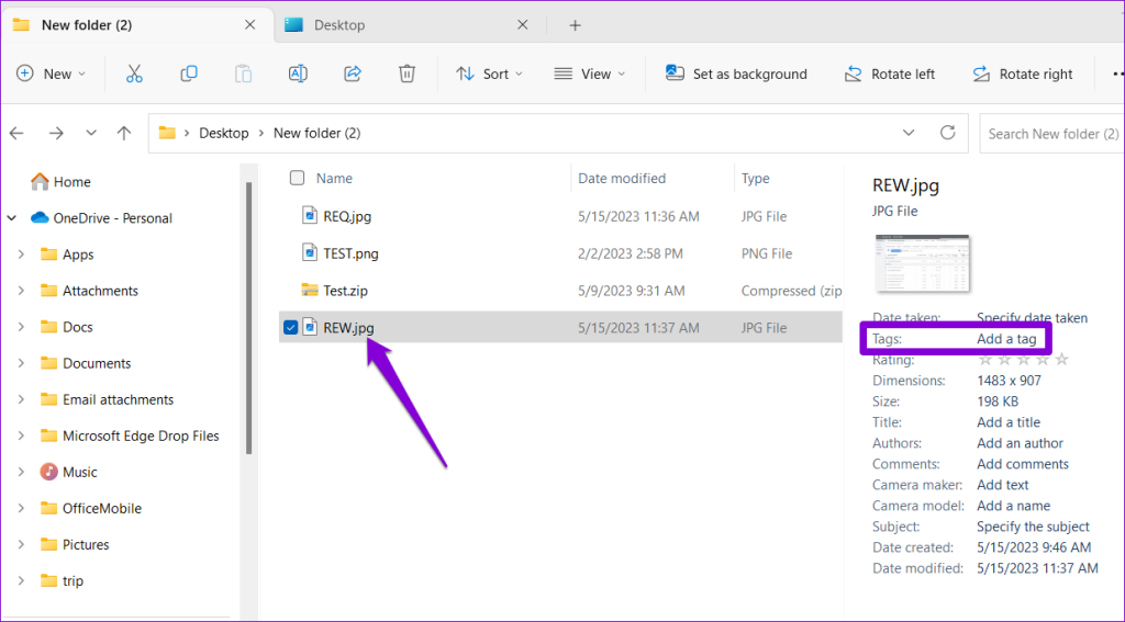 Add Tags to Files via Details Pane in Windows 11
