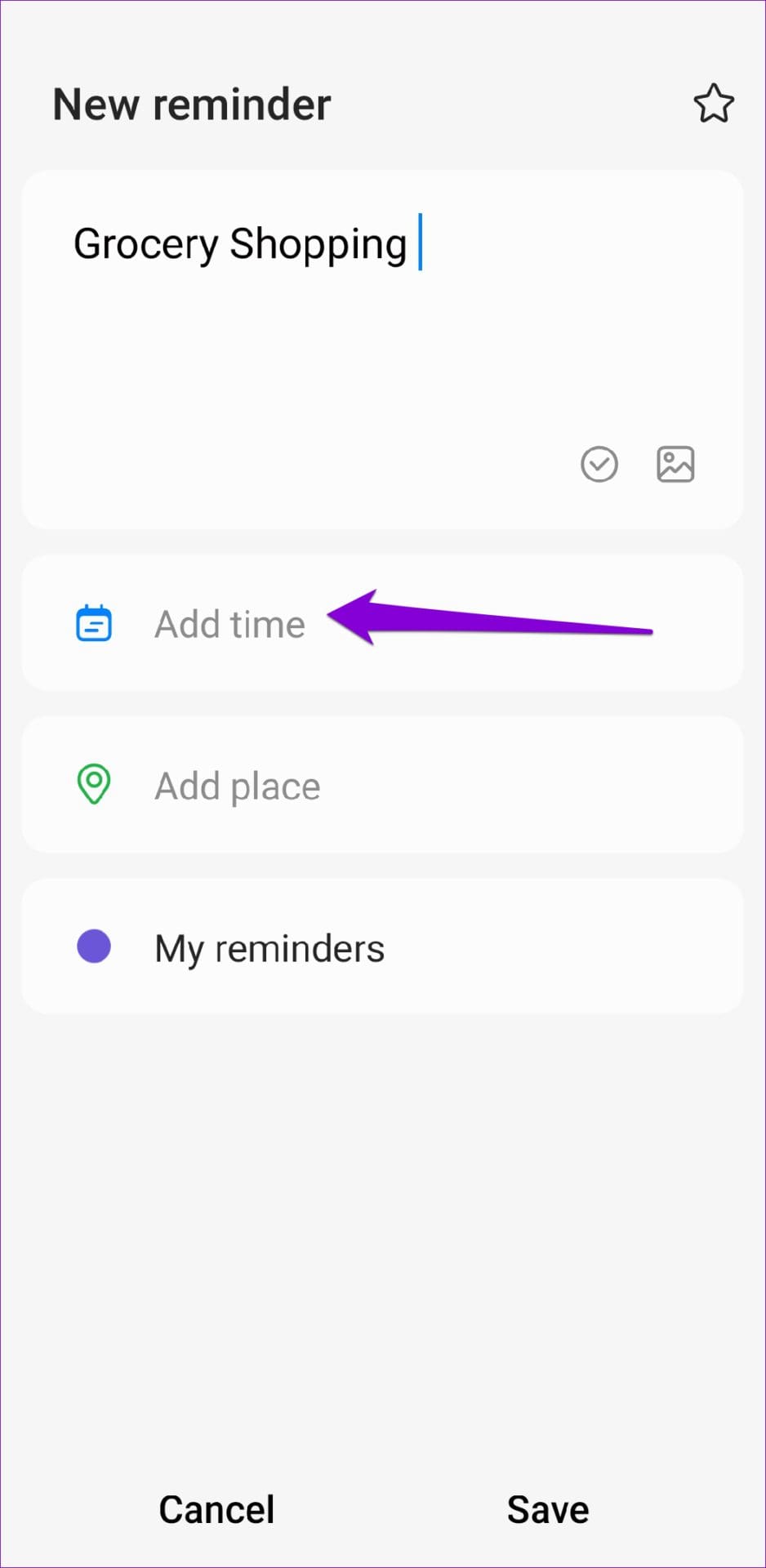 Add Time for Reminder on Samsung Phone