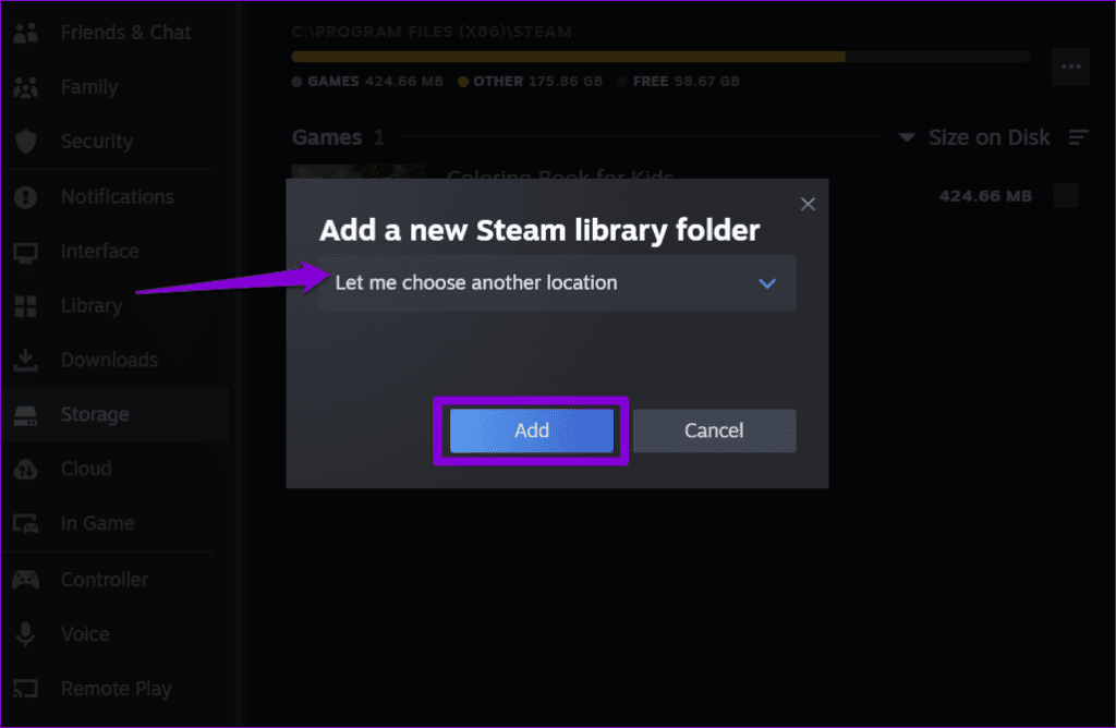 Add a Directory in Steam for Windows