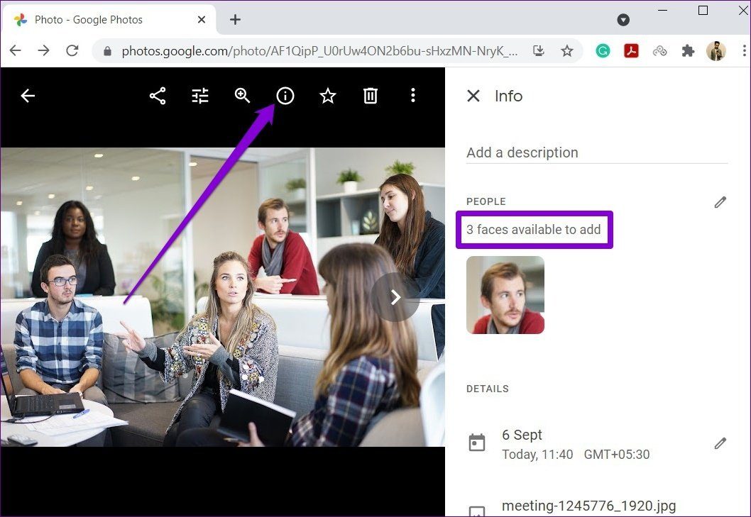 Add a Face in Google Photos on PC
