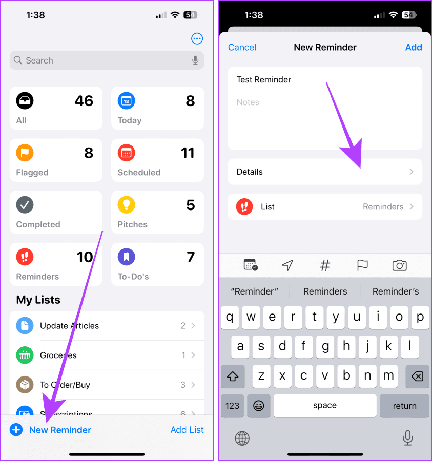 Add a New Reminder on iPhone