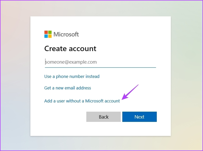 Add a user without a Microsoft account in Windows Settings