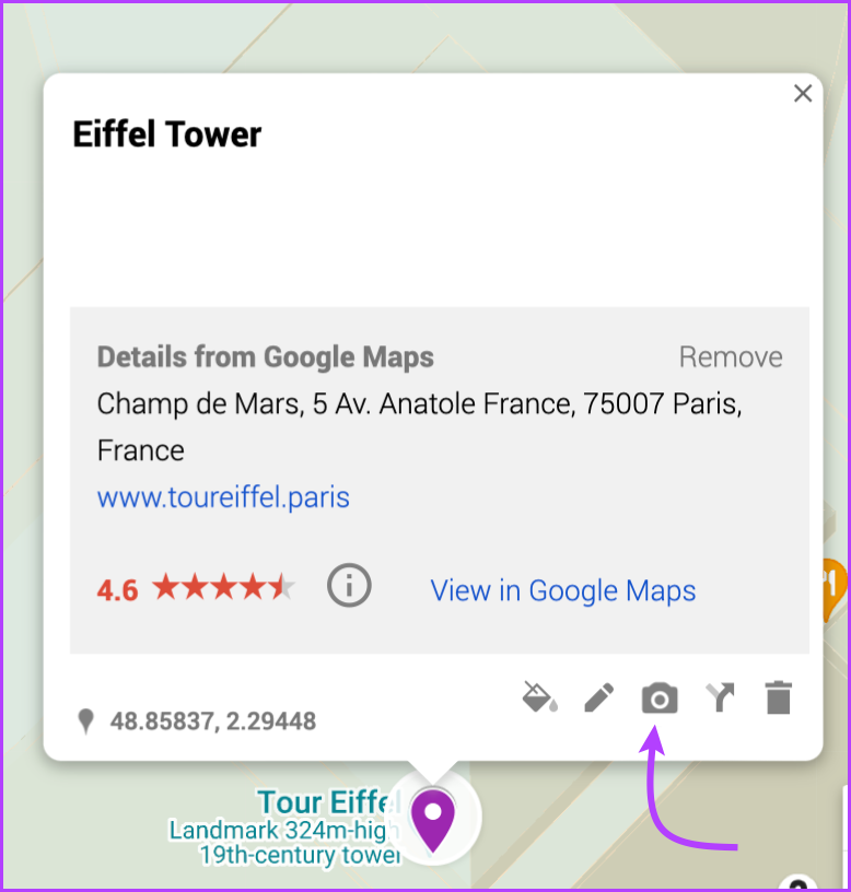 Add image to location pin in My Maps
