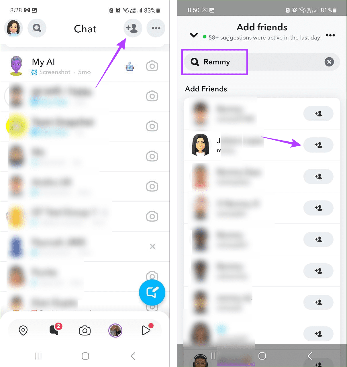 Add friend from search
