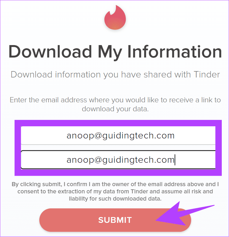 Add the email and then click Submit
