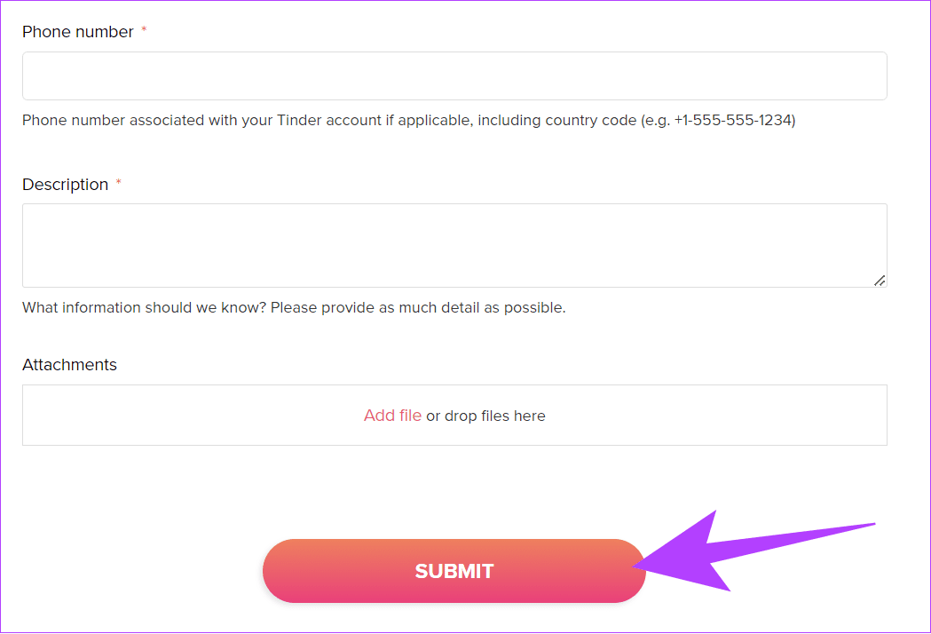 Add the necesasry information and hit Submit