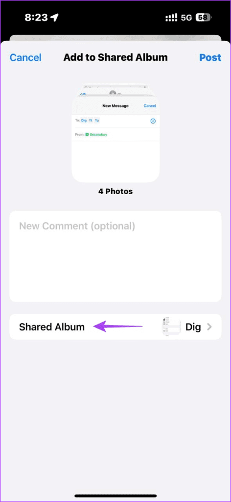 Add to Shared Album in iPhone