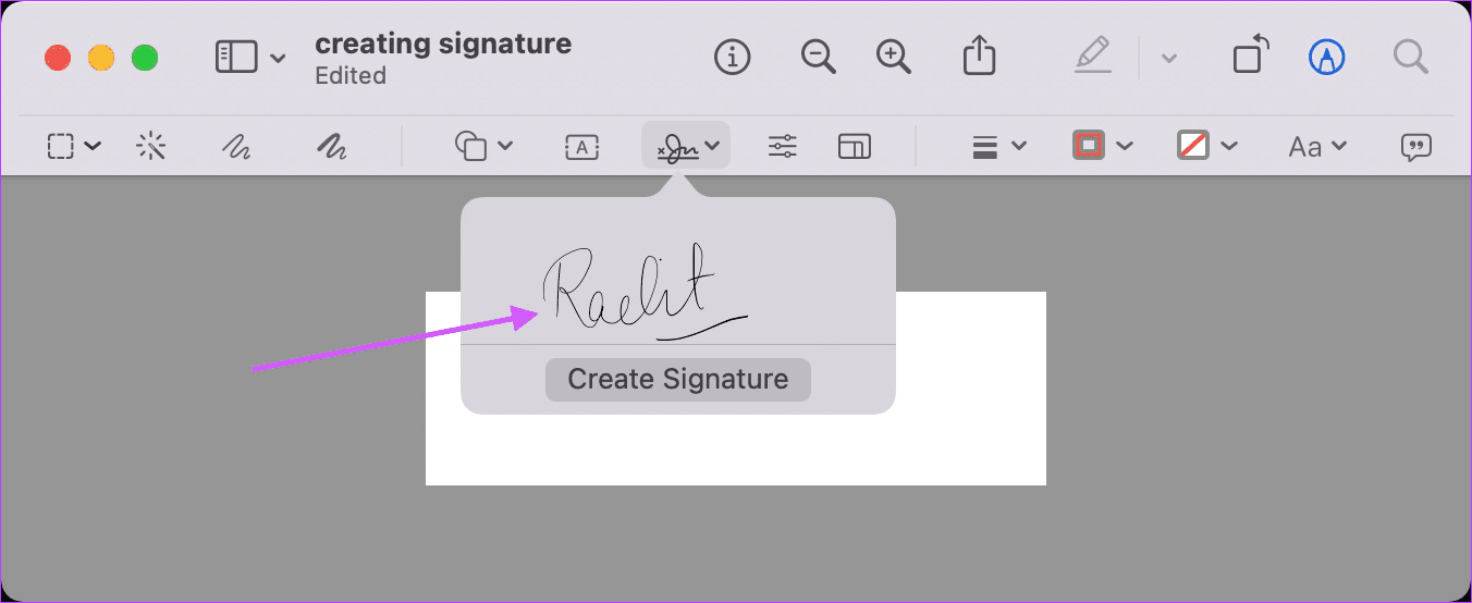Adding the Signature to Screenshot 1