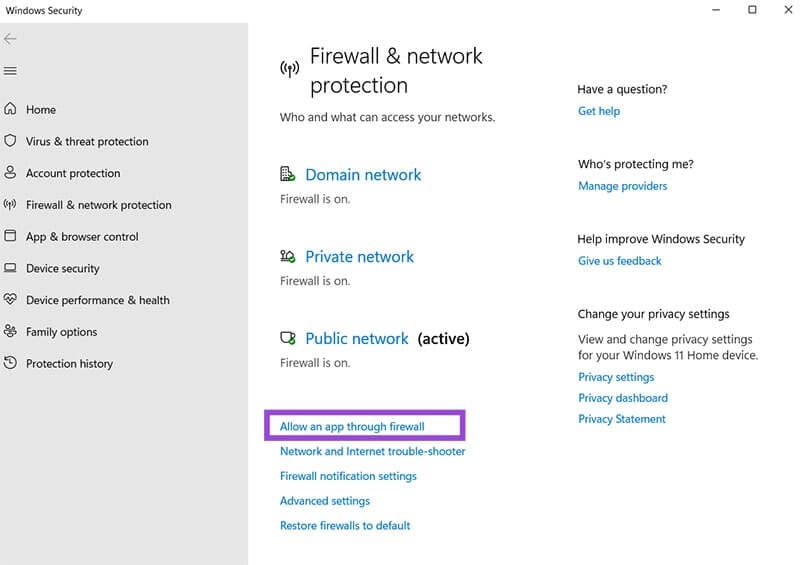 Adjust Your Firewall or Disable It Temporarily 3