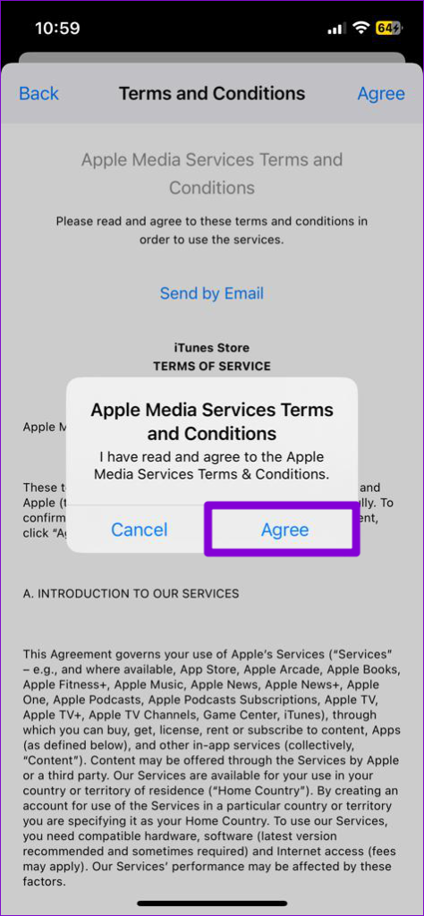 Agree App Store Terms and Conditions