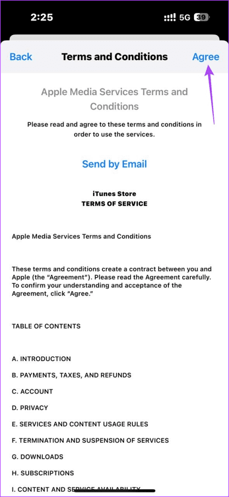 Agree to terms and conditions for changing App Store Country or Region