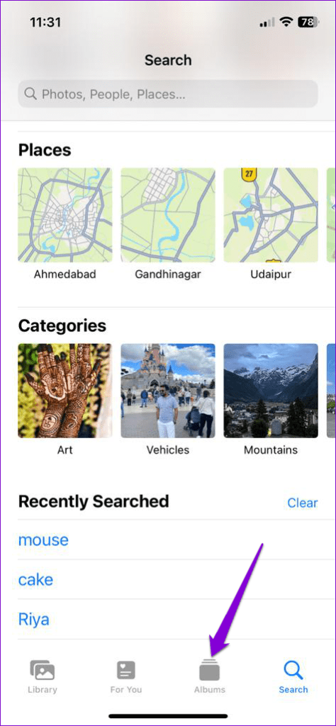 Albums Tab in the Photos App