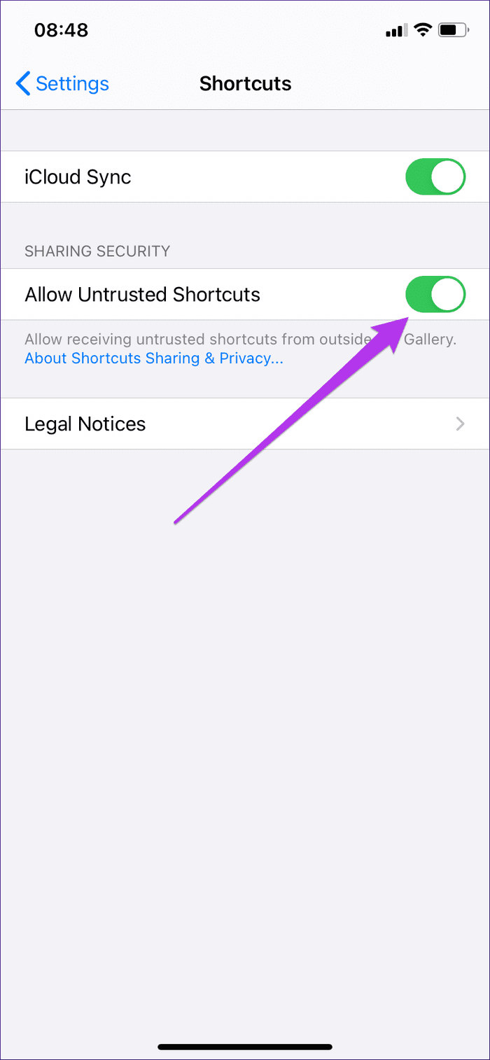 Alllow Untrusted Shortcuts Iphone Ipad 3