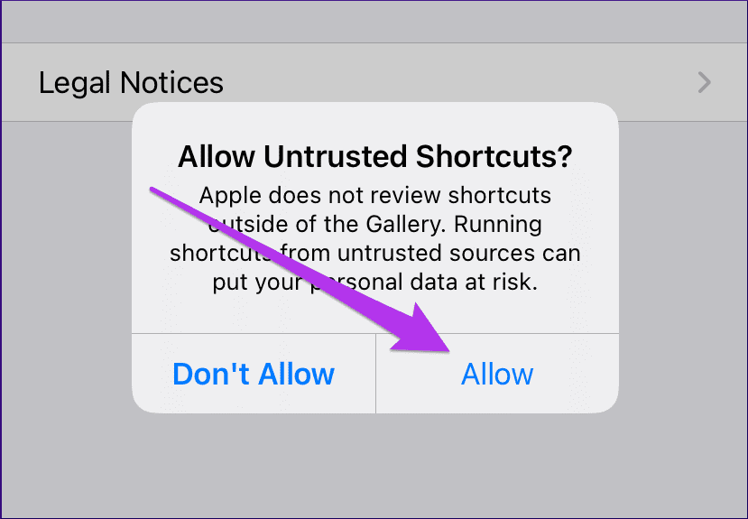 Alllow Untrusted Shortcuts Iphone Ipad 4