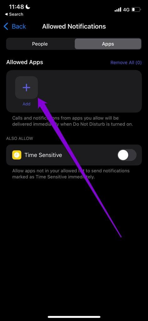 Allow Apps to Push Notification During Focus Mode