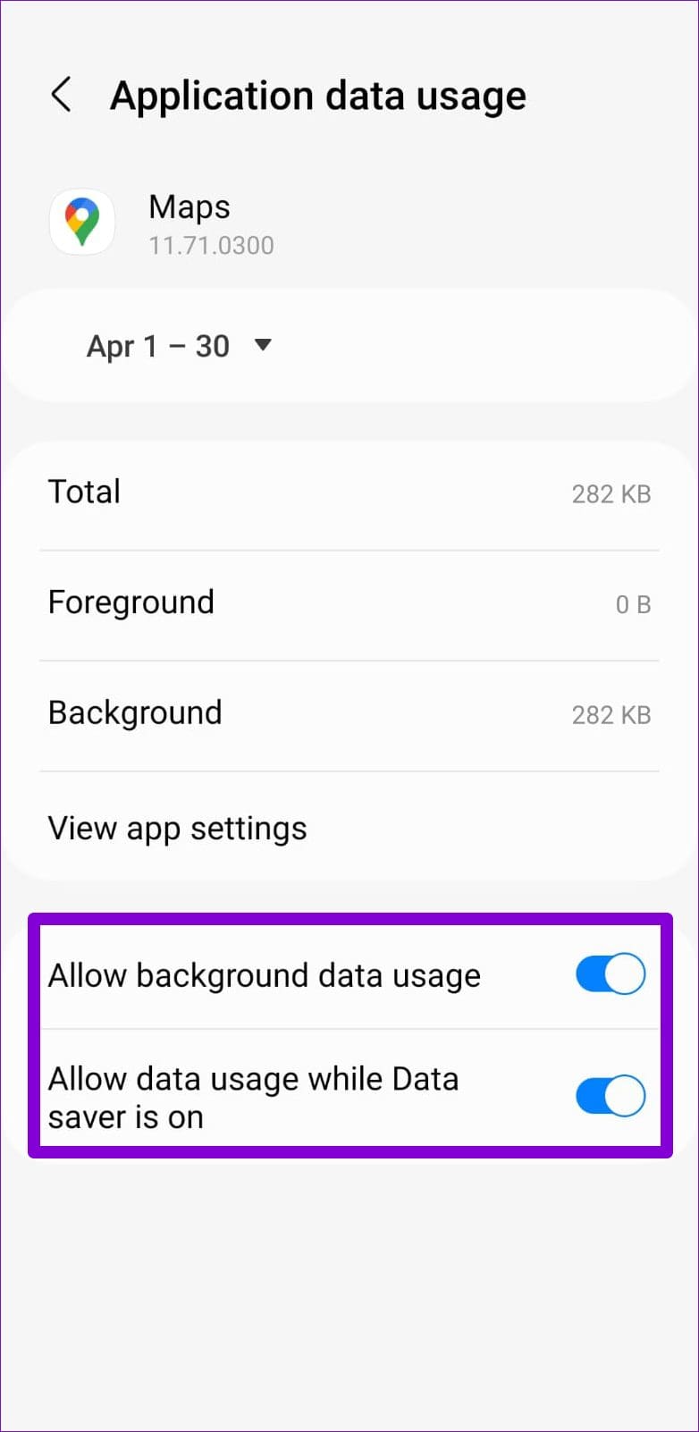 Allow Background Data Usage to Google Maps