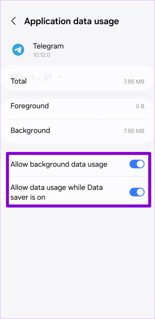 Allow Background Data Usage to Telegram