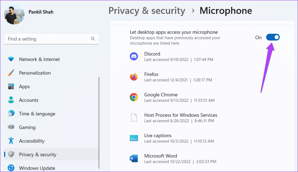 Allow Desktop Apps to Access Microphone on Windows 11