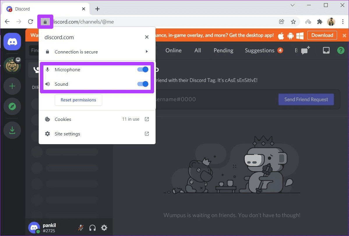 Allow Discord Permission in Chrome