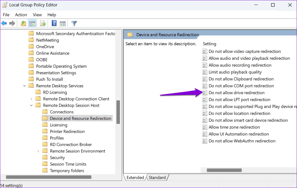 Allow Drive Redirection on Windows