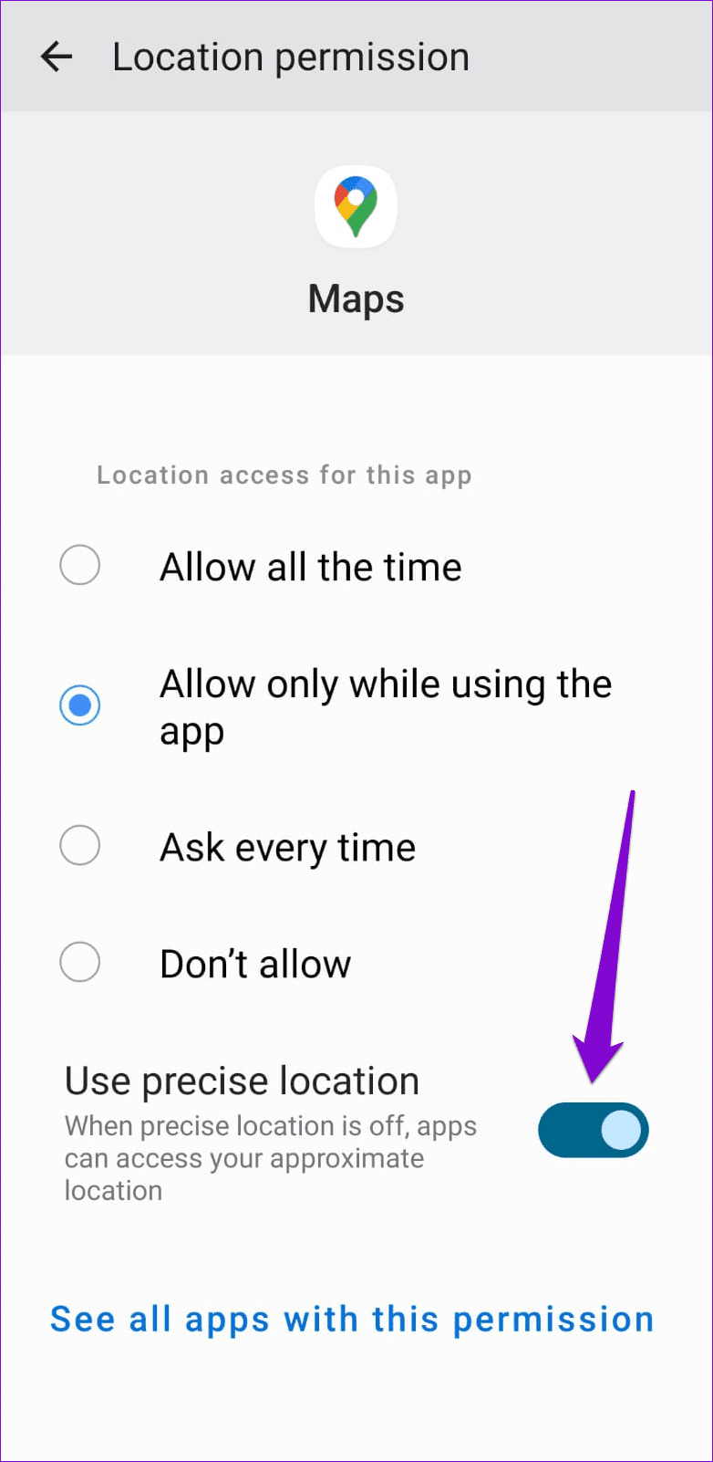Allow Google Maps to Use Location on Android
