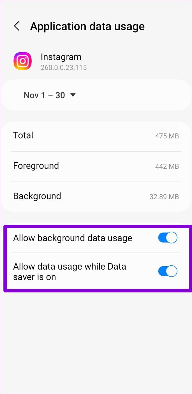 Allow Instagram to Use Mobile Data Android