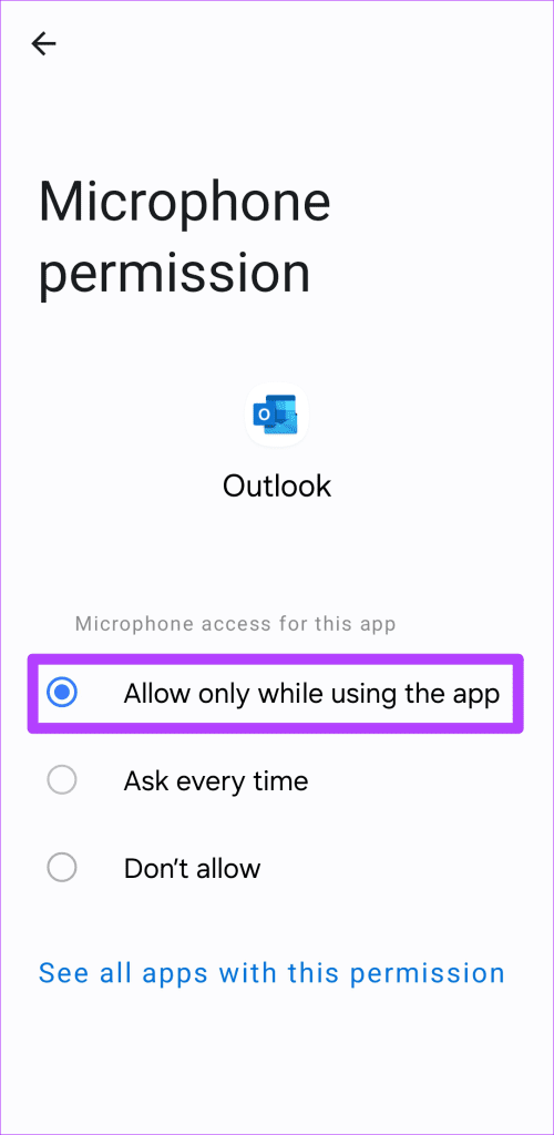 Allow Outlook Permissions on Android