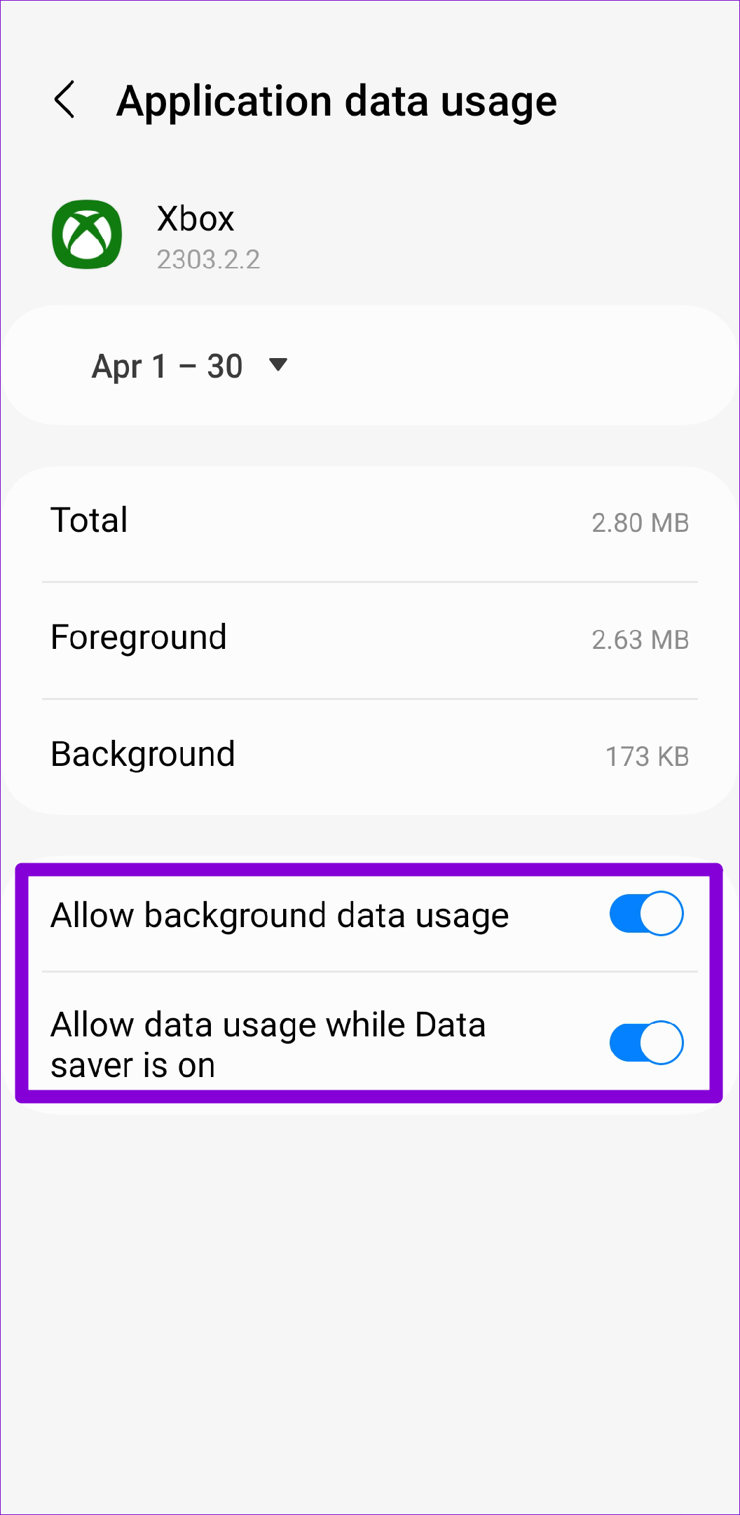 Allow Unrestricted Data to Xbox App on Android