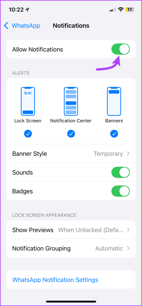 Allow WhatsApp to Show Notifications