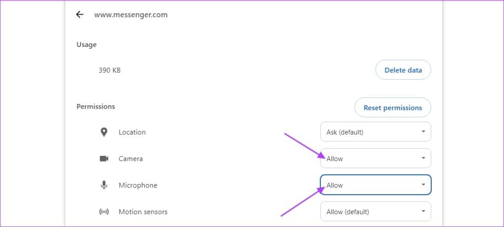 Allow option for the Messenger website. - 10