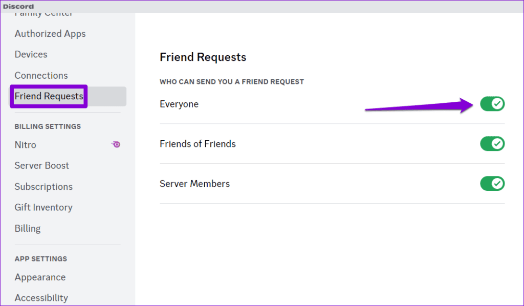 Allow or Block Friend Requests on Discord