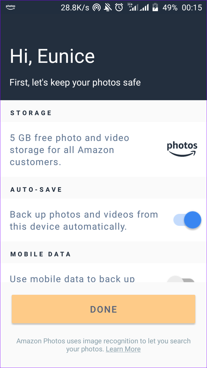 Amazon prime photos storage app