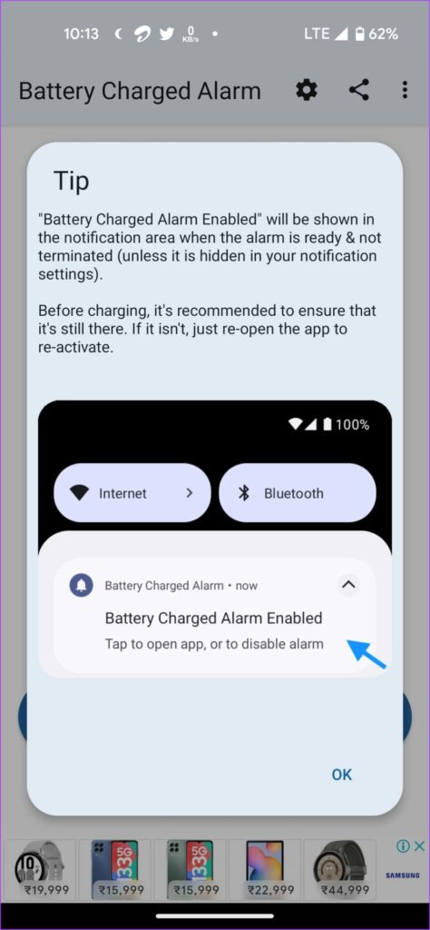 Android Battery Full App Tip