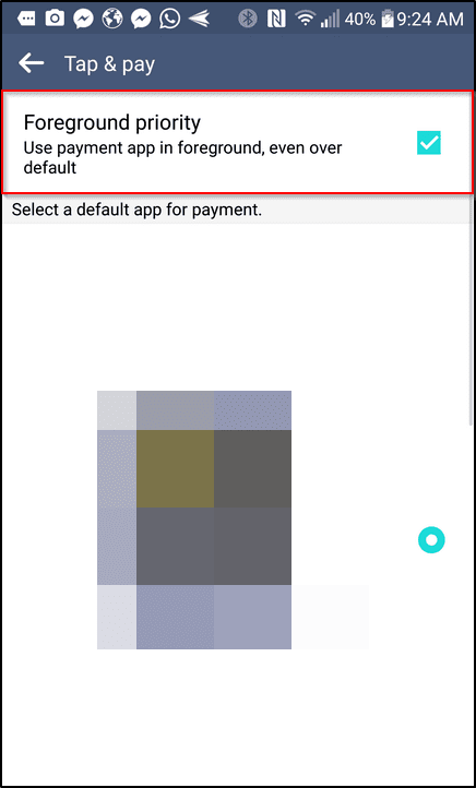 Android Set Tap Pay Foreground Priority