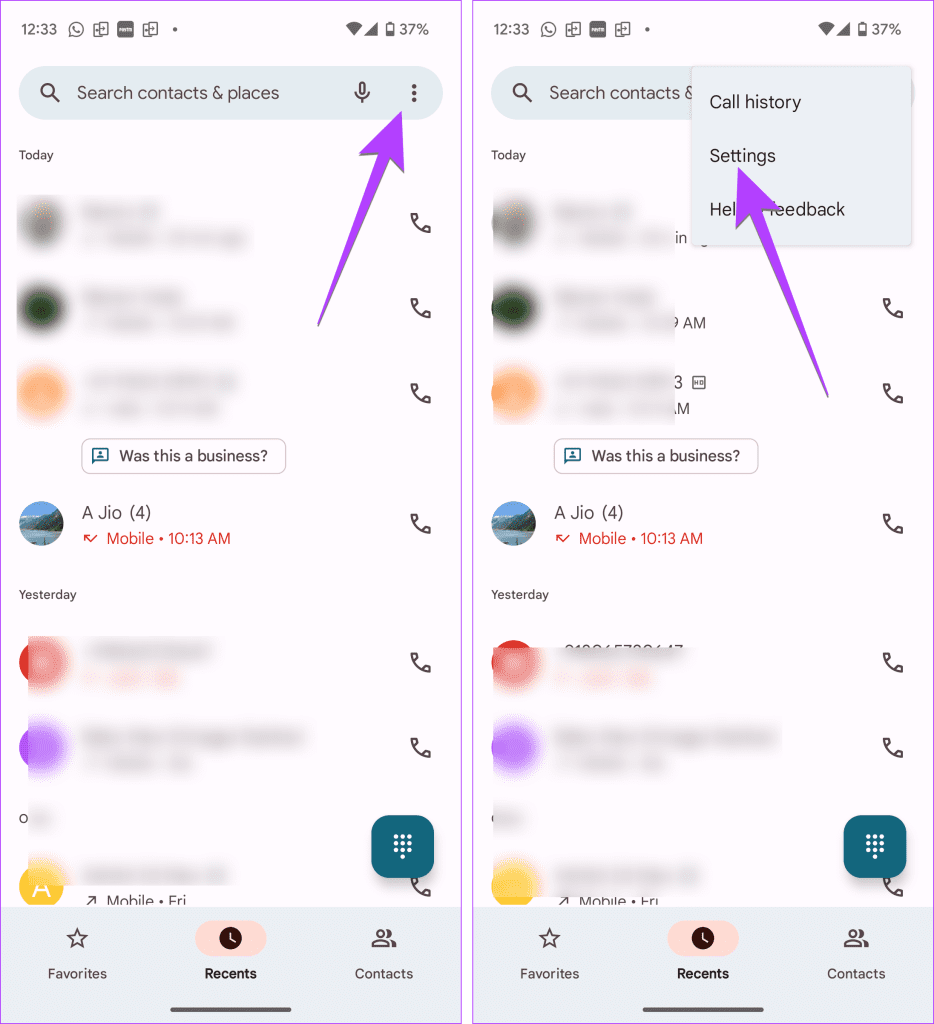 Android phone app settings