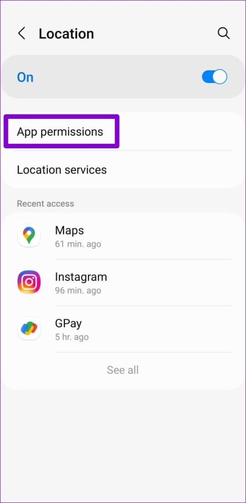 App Location Permissions