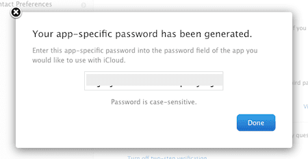 App Specific Password Created