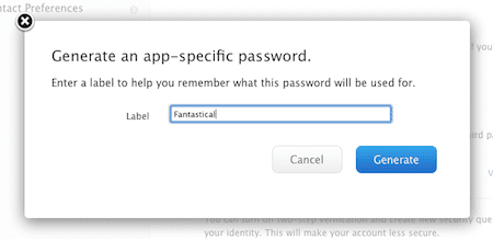 App Specific Password Label
