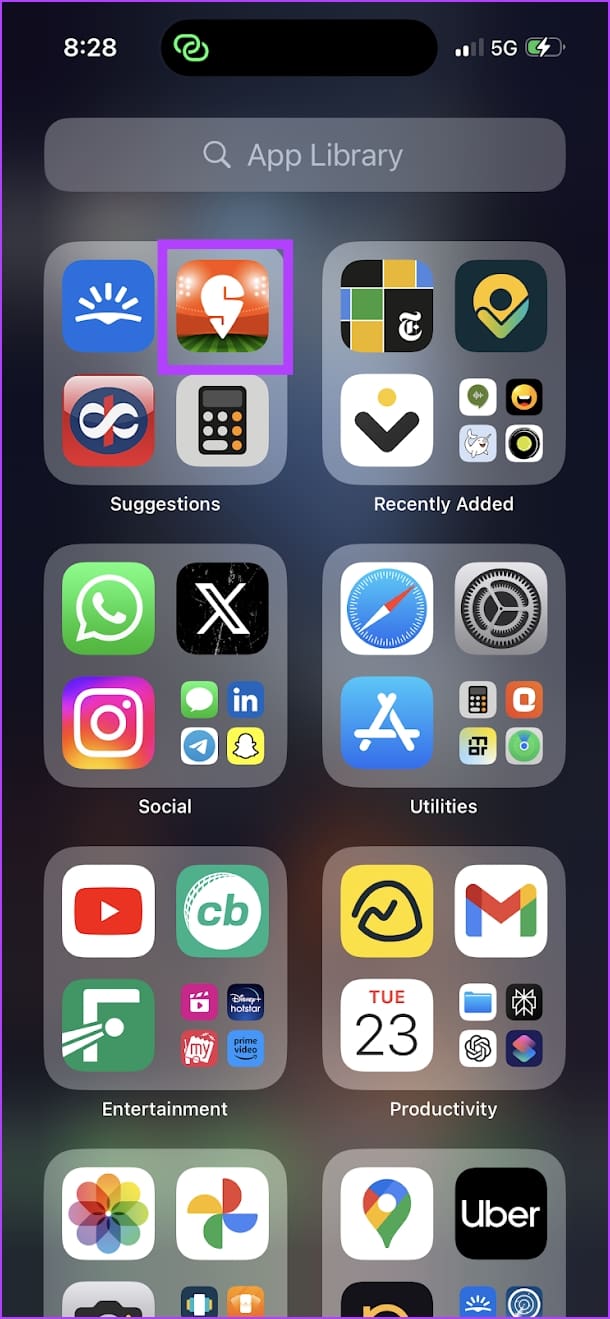 App icon in App Library