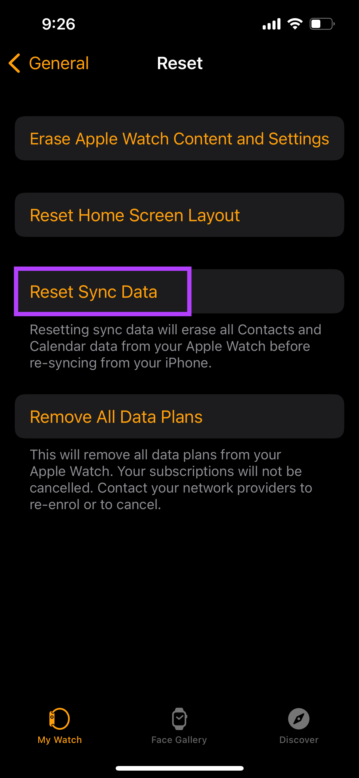 Reset Sync data
