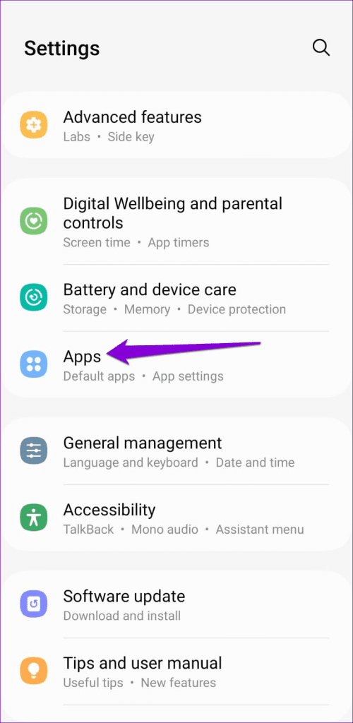 Apps Menu on Android