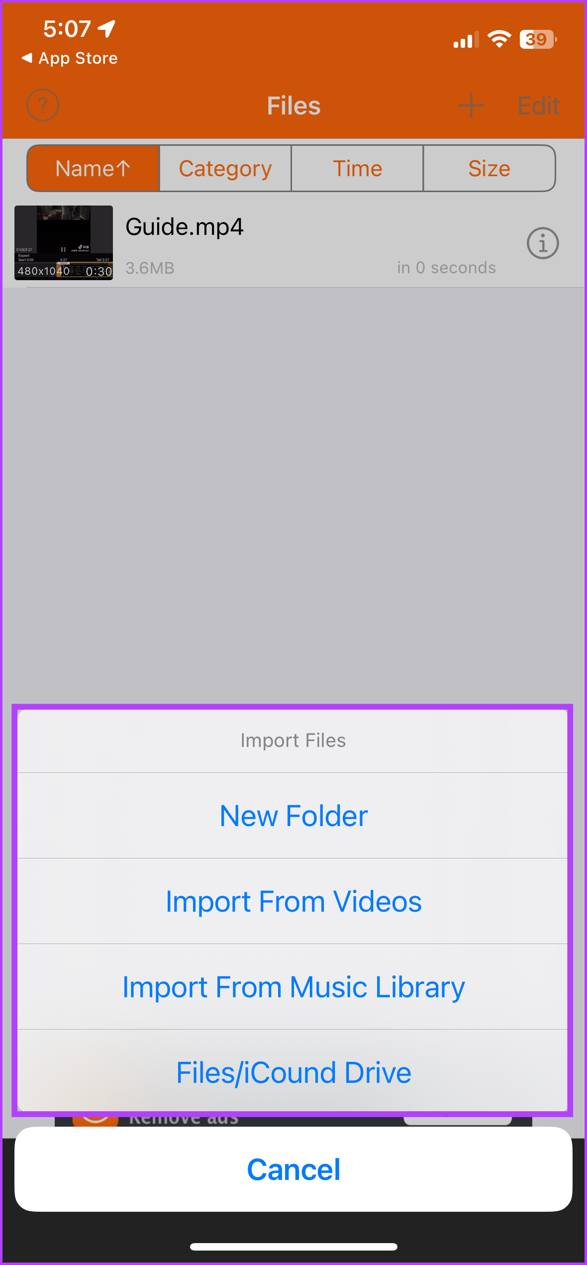 Select a method of importing your audio 