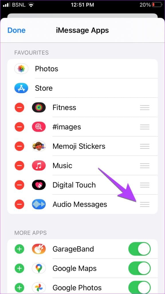 Audio Message moved to Favorites