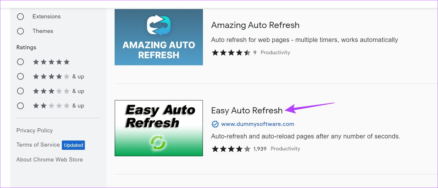 Click on Easy Auto Refresh extension