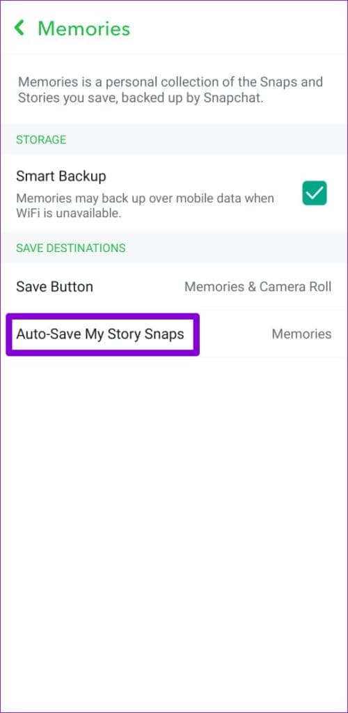 Auto-Save to Memories in Snapchat