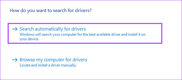 Auto search for drivers