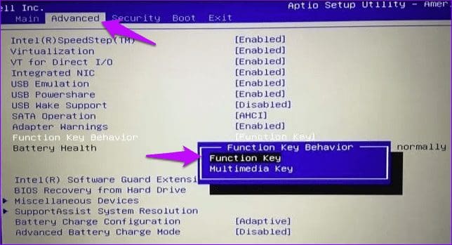BIOS function key