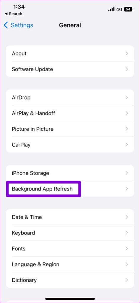 Background App Refresh on iPhone