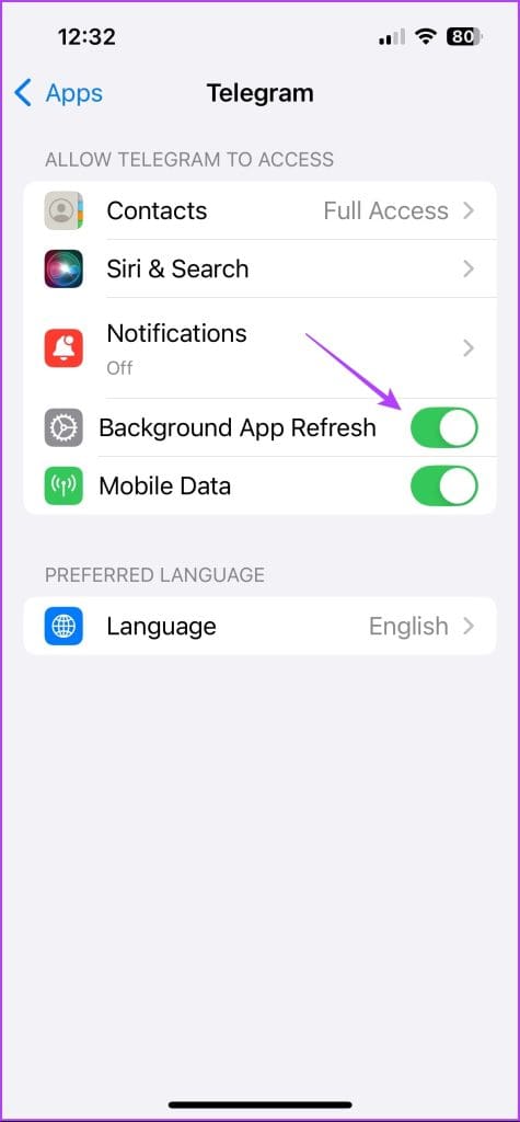 Background App Refresh option